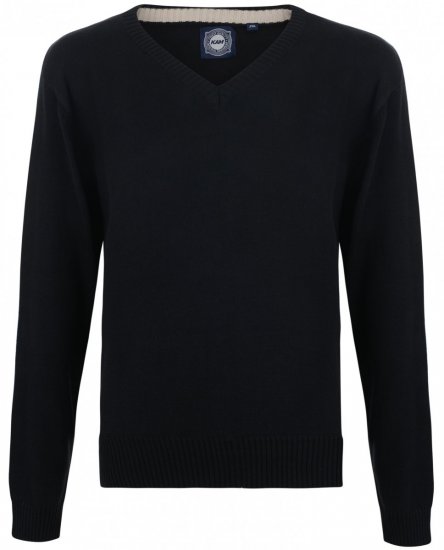 Kam Jeans Knitted V-neck Black - Herren-Sweater und -Hoodies in großen Größen - Herren-Sweater und -Hoodies in großen Größen