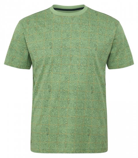 North Latitude Allover Printed T-Shirt Mittelgrün - Herren-T-Shirts - Herren-T-Shirts in großen Größen