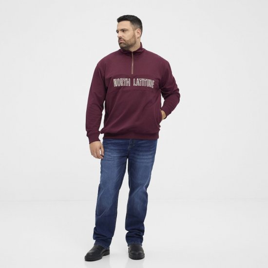 North Latitude Half Zip Sweatshirt Bordeaux - Herren-sweater und -hoodies - Herren-Sweater und -Hoodies in großen Größen