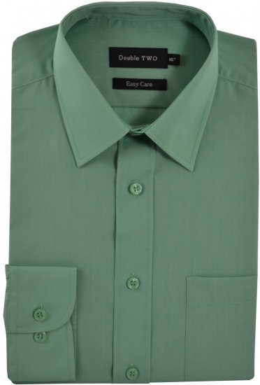 Double TWO Classic Easy Care Long Sleeve Green - Herrenhemden in großen Größen - Herrenhemden in großen Größen