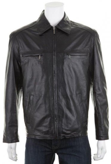 Woodland 636 Harrington Leather jacket Black - Herren Jacken in großen Größen - Herren Jacken in großen Größen
