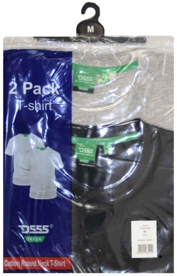 D555 Fenton 2-pack Black/Grey T-shirt - Herren-T-Shirts in großen Größen - Herren-T-Shirts in großen Größen