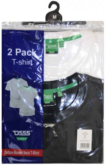 D555 Fenton 2-pack Black/White T-shirt - Herren-T-Shirts - Herren-T-Shirts in großen Größen
