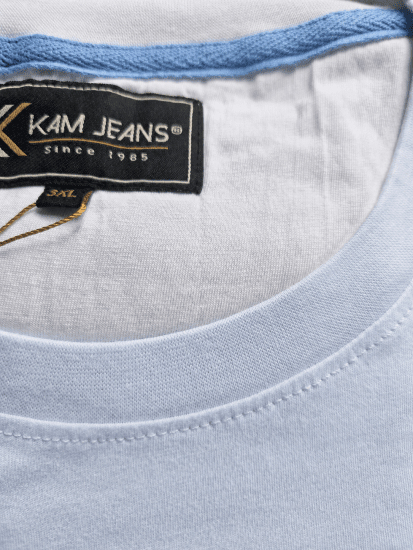 Kam Jeans 5780 Cut And Sew Panel T-Shirt Navy - Herren-T-Shirts - Herren-T-Shirts in großen Größen