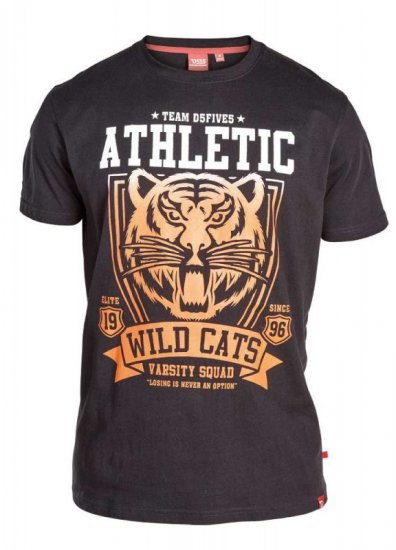 D555 STACY "Wild Cats" T-Shirt Black - Herren-T-Shirts in großen Größen - Herren-T-Shirts in großen Größen