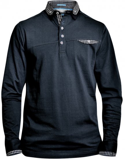 D555 REMUS Long Sleeve Polo Shirt Black - Polo-Shirts für Herren in großen Größen - Polo-Shirts für Herren in großen Größen