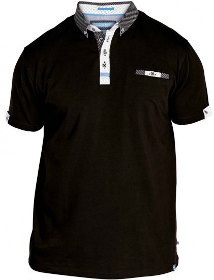 D555 Edger Stretch Cotton Polo Black - Polo-Shirts für Herren in großen Größen - Polo-Shirts für Herren in großen Größen