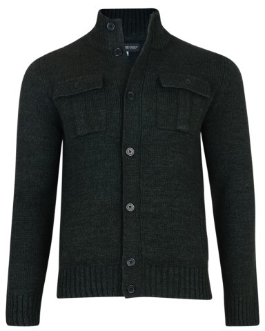 Kam Jeans Button Thru Knit Cardigan Dk Green - Herren-Sweater und -Hoodies in großen Größen - Herren-Sweater und -Hoodies in großen Größen