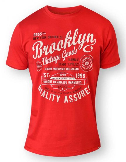 D555 NEAL Brooklyn Crew Neck T-Shirt Red - Herren-T-Shirts in großen Größen - Herren-T-Shirts in großen Größen