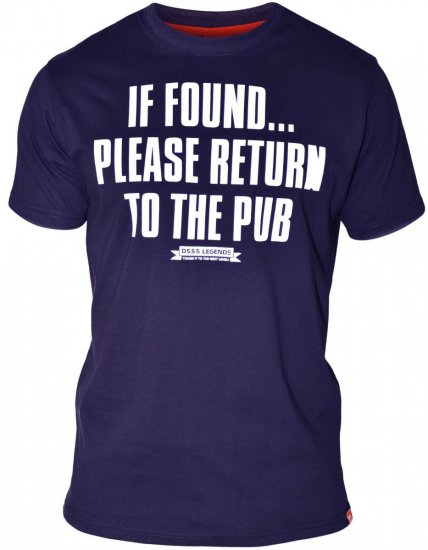 D555 SIMON 'Return To The Pub' T-Shirt Navy - Herren-T-Shirts in großen Größen - Herren-T-Shirts in großen Größen