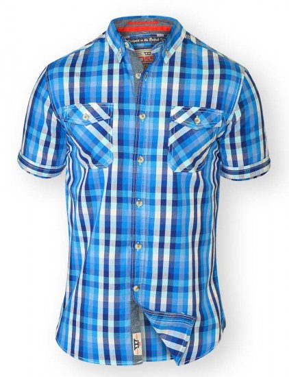 D555 EMANUEL Short Sleeve Turq & Blue Shirt - Herrenhemden in großen Größen - Herrenhemden in großen Größen