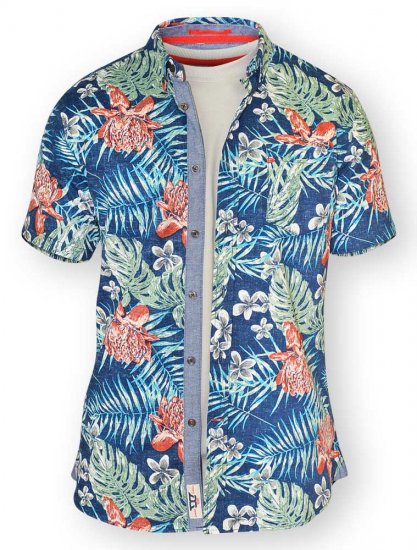 D555 ENRIQUE Short Sleeve Hawaiian Leaf Shirt & T-shirt Combo - Herrenhemden - Herrenhemden in großen Größen