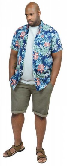 D555 ENRIQUE Short Sleeve Hawaiian Leaf Shirt & T-shirt Combo - Herrenhemden - Herrenhemden in großen Größen