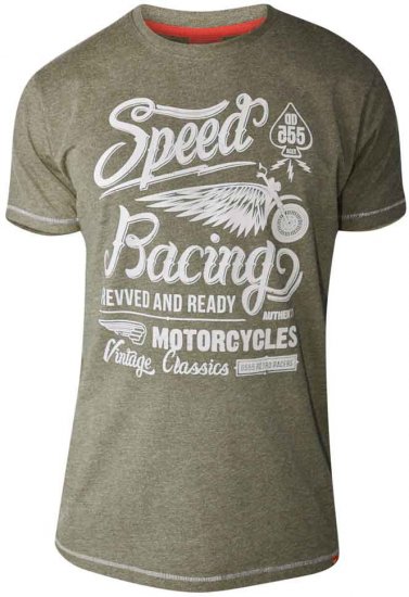 D555 CORTEZ Speed Racing T-Shirt Khaki - Herren-T-Shirts in großen Größen - Herren-T-Shirts in großen Größen