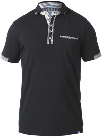 D555 SWANN Short Sleeve Stretch Polo Black - Polo-shirts für herren - Polo-Shirts für Herren in großen Größen