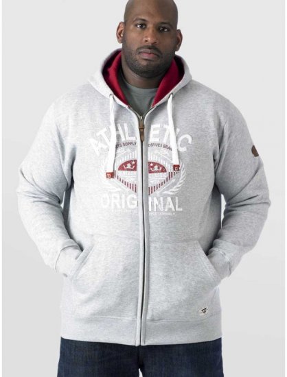 D555 Gabriel Athletic Zip Hoodie Grey - Herren-sweater und -hoodies - Herren-Sweater und -Hoodies in großen Größen