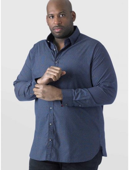 D555 Scott LS Printed Shirt Blue - Herrenhemden - Herrenhemden in großen Größen