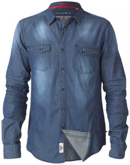 D555 Tobias LS Vintage Denim Shirt - Herrenhemden - Herrenhemden in großen Größen