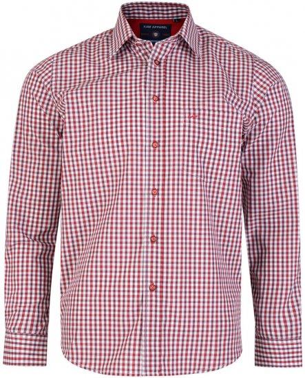 Kam Jeans 6140 Long Sleeve Shirt Red - Herrenhemden - Herrenhemden in großen Größen