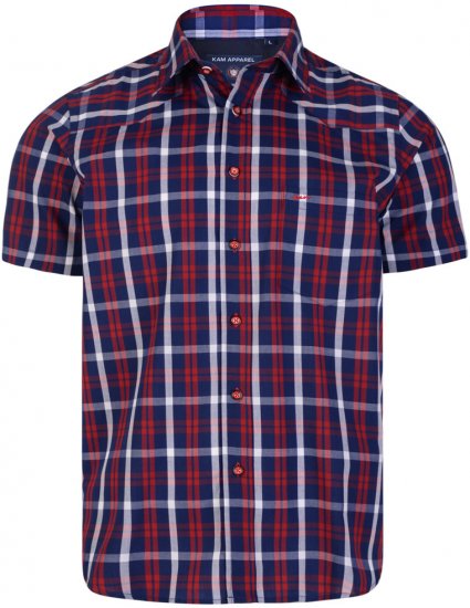 Kam Jeans 6143 Short Sleeve Shirt Red - Herrenhemden - Herrenhemden in großen Größen