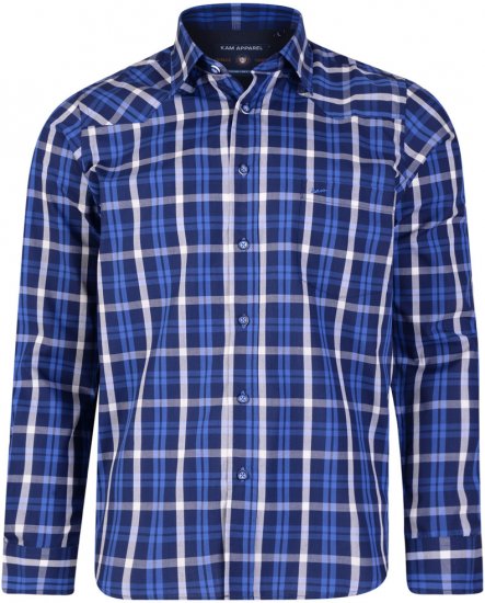 Kam Jeans 6143 Long Sleeve Shirt Navy - Herrenhemden - Herrenhemden in großen Größen