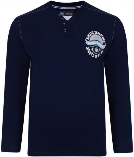 Kam Jeans 5205 Long Sleeve T-shirt Navy - Herren-T-Shirts - Herren-T-Shirts in großen Größen