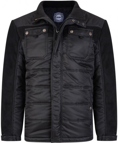 Kam Jeans 66 Padded Qulited Jacket Black - Herren jacken - Herren Jacken in großen Größen