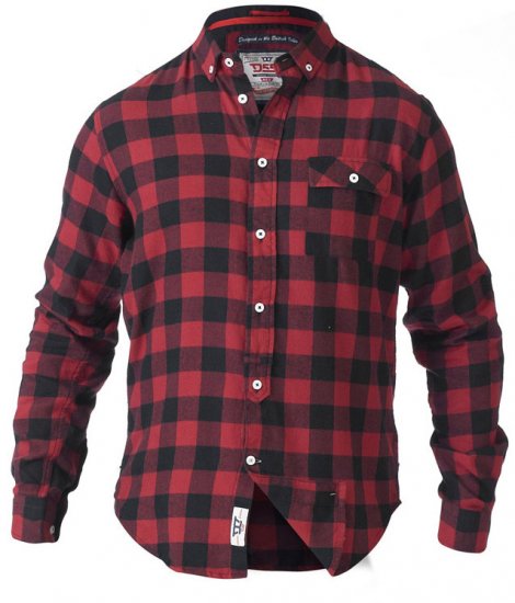 D555 Lawton LS Flannel Shirt Red - Herrenhemden in großen Größen - Herrenhemden in großen Größen