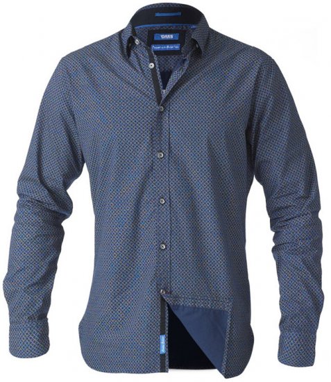 D555 Scott LS Printed Shirt Blue - Herrenhemden - Herrenhemden in großen Größen