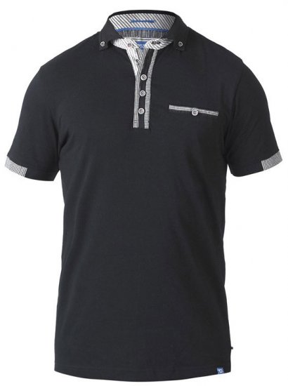 D555 SWANN Short Sleeve Stretch Polo Black - Polo-Shirts für Herren in großen Größen - Polo-Shirts für Herren in großen Größen