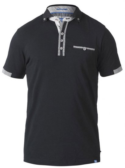 D555 SWANN Short Sleeve Stretch Polo Black - Polo-shirts für herren - Polo-Shirts für Herren in großen Größen