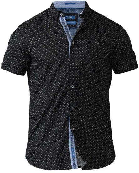 D555 Ollie Short Sleeve Shirt Black - Herrenhemden - Herrenhemden in großen Größen