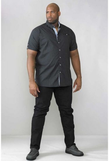 D555 Ollie Short Sleeve Shirt Black - Herrenhemden - Herrenhemden in großen Größen