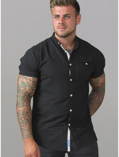 D555 Dwight Short Sleeve Shirt Black - Herrenhemden - Herrenhemden in großen Größen