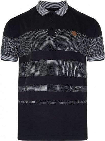 Kam Jeans 5222 Stripe and Dot Polo Black - Polo-Shirts für Herren in großen Größen - Polo-Shirts für Herren in großen Größen