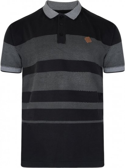 Kam Jeans 5222 Stripe and Dot Polo Black - Polo-shirts für herren - Polo-Shirts für Herren in großen Größen