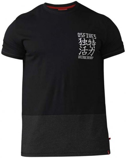 D555 Emerson T-shirt Black & Charcoal - Herren-T-Shirts - Herren-T-Shirts in großen Größen