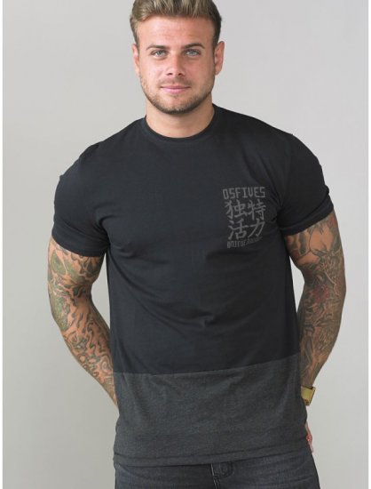 D555 Emerson T-shirt Black & Charcoal - Herren-T-Shirts - Herren-T-Shirts in großen Größen