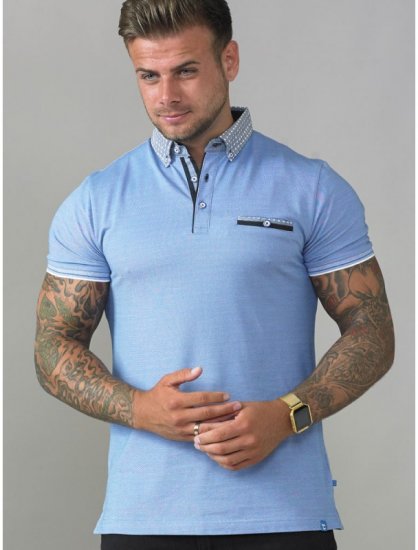 D555 Journey Fine Melange Polo Blue - Polo-shirts für herren - Polo-Shirts für Herren in großen Größen