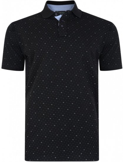 Kam Jeans 5223 Printed Dobby Polo Black - Polo-shirts für herren - Polo-Shirts für Herren in großen Größen