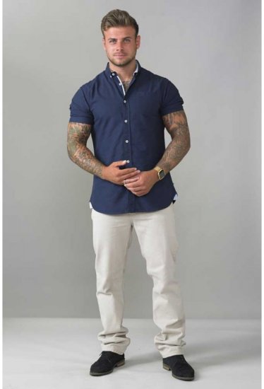 D555 Norman Short Sleeve Oxford Shirt Navy - Herrenhemden - Herrenhemden in großen Größen