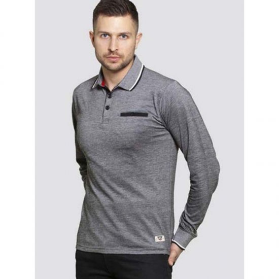 D555 Brockville Long Sleeve Polo Grey - Polo-shirts für herren - Polo-Shirts für Herren in großen Größen