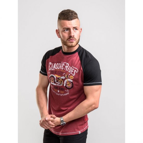D555 Evans T-shirt Burgundy - Herren-T-Shirts - Herren-T-Shirts in großen Größen