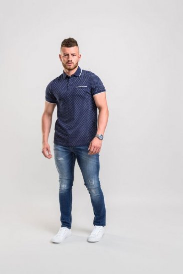 D555 Rogers Printed Polo Navy - Polo-shirts für herren - Polo-Shirts für Herren in großen Größen