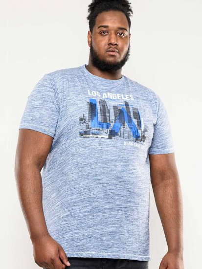D555 Hobart LA Printed T-Shirt Blue - Herren-T-Shirts - Herren-T-Shirts in großen Größen