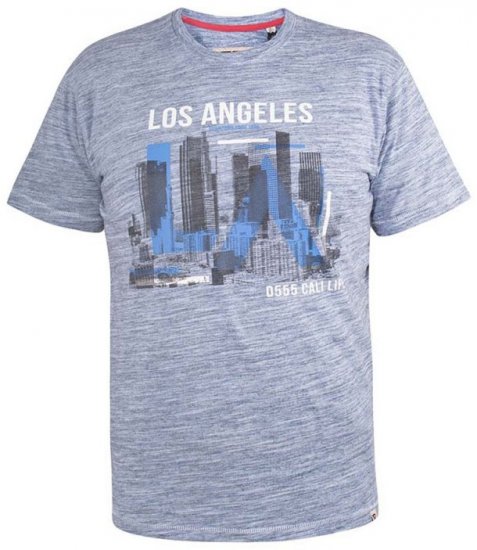 D555 Hobart LA Printed T-Shirt Blue - Herren-T-Shirts - Herren-T-Shirts in großen Größen