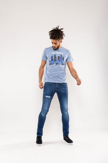 D555 Hobart LA Printed T-Shirt Blue - Herren-T-Shirts - Herren-T-Shirts in großen Größen
