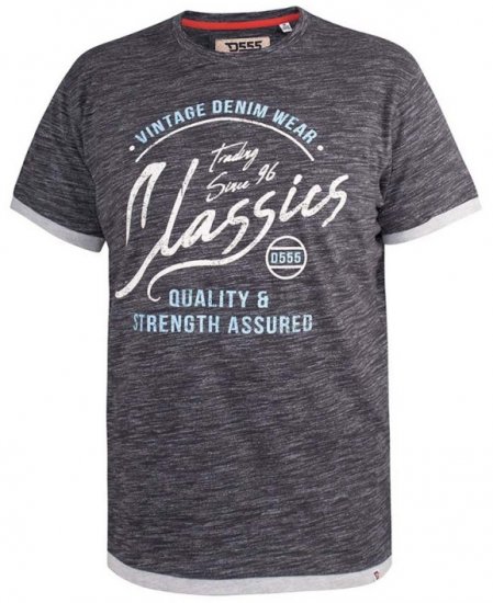 D555 Albury Black Double Layer Printed T-Shirt - Herren-T-Shirts - Herren-T-Shirts in großen Größen