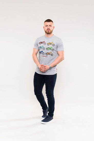 D555 Bathurst Custom Classics Motorbike Printed T-Shirt Grey - Herren-T-Shirts - Herren-T-Shirts in großen Größen