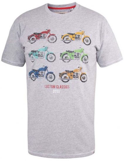 D555 Bathurst Custom Classics Motorbike Printed T-Shirt Grey - Herren-T-Shirts in großen Größen - Herren-T-Shirts in großen Größen